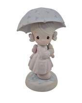 Precious Moments April Girl Figurine Umbrella Enesco 110027 1987 Original Box - $15.84