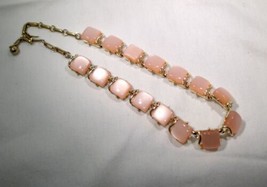 Vintage Pink Coro Lucite Thermoset Panel Necklace K266 - £38.77 GBP