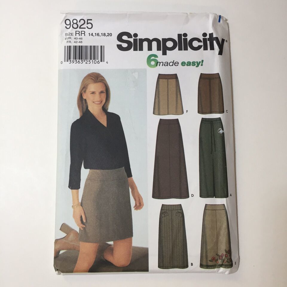 Simplicity 9825 Size 14-20 Misses' Slim A-line Skirts in 3 Lengths - $12.86