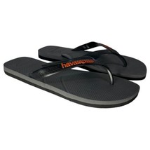 New Havaianas Mens 11 12 Flip Flop Thong Beach Vacation Casual Logo Black Gray - $19.79