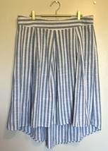Max Studio Hi Lo Skirt Size XL Blue White Striped Pleated Cotton Blend W... - $29.70