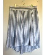 Max Studio Hi Lo Skirt Size XL Blue White Striped Pleated Cotton Blend W... - $564.50 MXN