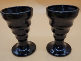 Antique 1930&#39;s 2 Veecup Chicago Soda Fountain Ice Cream Black Glass Cup ... - £15.79 GBP