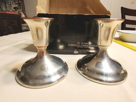 2 International Silver Company Silver Plate Console Candle Stick Holders w/Box - £22.40 GBP