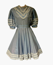 VTG Square Dance Dress Handmade Blue White Eyelet Trim Alice In Wonderla... - £54.36 GBP