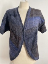 Chico&#39;s 0 (S 4) Gray Blue Purple Short Sleeve Snap Cardigan Sweater Shrug - £19.74 GBP