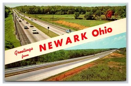 Dual View Banner Greetings Newark Ohio OH UNP Chrome Postcard T21 - £5.38 GBP