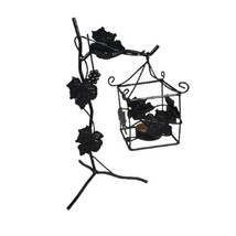 10&quot; Decorative Black Scrolled Ivy Metal Tea Light Candle Holder Hanging Lantern - £26.53 GBP