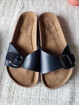 Slip on Slide Sandal Blue Medium Size 10  Comfort Flat Cork Seranoma - £14.33 GBP