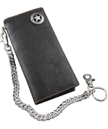 Men&#39;s Black Leather Biker Wallet with Chain and Concho Design - €30,28 EUR