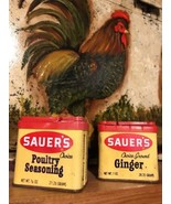 (2) Vintage Sauer’s Choice Spice Tins - Ground Ginger + Poultry Seasonin... - $18.61