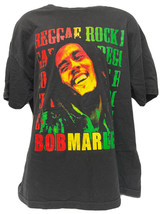 Reggae Rock Bob Marley Men&#39;s Black Colorful Graphic T-Shirt - Size XL - $16.09