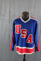 Team USA Hockey Jersey (VTG) - Away Blue by Cooper - Men&#39;s XL - £78.90 GBP