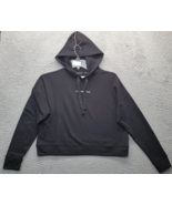 Calvin Klein Jeans Hoodie Women Size XS Black Cropped Cotton Drawstring ... - $543.93 MXN