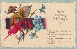 Best Birthday Wishes Floral Awake To Effort While The Day Is Young Postcard D23 - £2.37 GBP