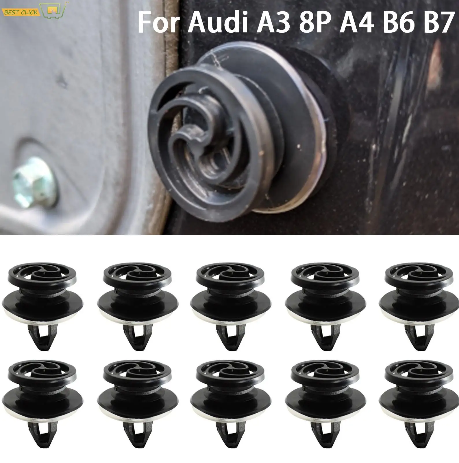 10Pcs Plastics Clip For Audi A3 8P A4 B6 B7 Interior Door Card Fastener Clips - £7.97 GBP