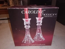 Caroline by IMPERIAL CRYSTAL - Clear 24% Crystal Candleholder Pair - 8&quot; - £23.32 GBP