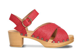 Vegan sandals with heel ankle strap buckle backless crepe-like wood sole organic - £104.60 GBP