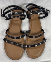 Time And Tru gladiator straps pyramid Stud wrap around Sz 9 Flat Sandals - $10.15
