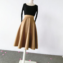 Camel Suede A-line Midi Skirt Winter Women Custom Plus Size Flare Party Skirt image 2