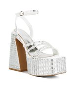 Lustrous Mirror Embellished Flare Heel Sandals - £69.09 GBP+