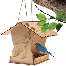 Hanging Bird Feeder Wooden Nesting Box Wild Premium Birdhouse For Garden Balcony - £12.80 GBP