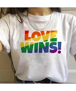 Rainbow Love Wins M 17 Designs Gay Pride Rainbow Harajuku Shirts For Women - Rai - £12.56 GBP