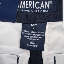 American School Uniform Shorts Boys 5 Blue Adjustable Elastic Waist Button - $25.72