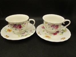 Delton cups and saucers England floral roses petals borders - £43.52 GBP