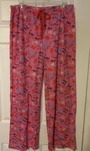 Women&#39;s Pink Pajama Lounge Pants Kisses Pattern Size Large NWOT - £9.71 GBP