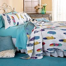 Reversible Dream Catcher Bed Quilt Feathers Or Pillow Sham Bedroom Boho Appeal - £39.70 GBP