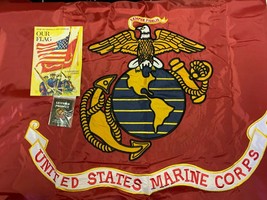 United States Marine Corps Double Sided Embroidered USA 3X5 Flag Rough Tex® 150D - £28.30 GBP