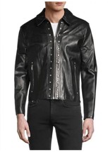 BLK DNM Studded Leather Jacket Black Mens Size M Medium - £438.48 GBP