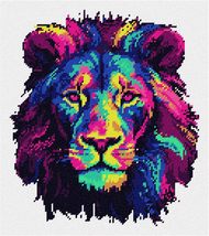 Pepita Needlepoint kit: Neon Lion, 10&quot; x 11&quot; - £66.38 GBP+