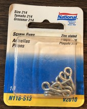 National Hardware N118-513 Screw Eyes 13/16&#39;&#39; #214-1/2 Zinc Plated Steel 10 Pack - £5.84 GBP