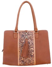 Women&#39;s Western Soft Pebbled Leather Floral Tooled Shoulder Handbag Tote... - $2,549.07 MXN