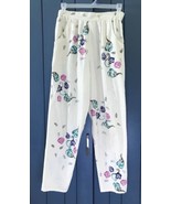 Vintage Play Alegre Hand Painted Floral Harem Baggy Pants Sz Large AS IS... - $9.90