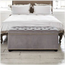 Velvet Upholstered Ottoman Storage Box Bedroom Footstool Blanket Toy Box  - £107.51 GBP