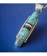 Bisbee Turquoise Opal Onyx Sterling Silver 925 Deco Ornate Chain Necklac... - $5,218.58 MXN