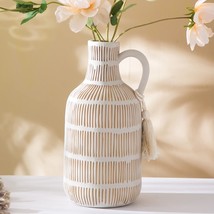Ceramic Flower Vase For Rustic Home Decor, For Fireplace Kitchen Living Room - £27.60 GBP