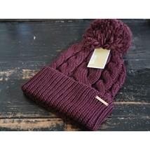 Michael Kors Cable Burgundy Maroon Red Knit Beanie Hat Unisex OS - £20.52 GBP