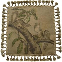 Aubusson Throw Pillow 20x20 Squirrels in Tree, Handwoven Wool - £239.00 GBP
