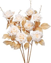 Rose Fake Flowers Silk Flowers Real Looking With Stems For Diy Wedding Bouquets - £25.13 GBP