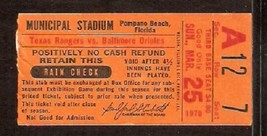 Texas Rangers Baltimore Orioles 1979 Spring Training Ticket Pompano Beach - £3.18 GBP