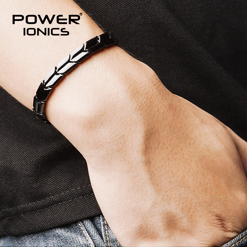 Power Ionics Arrow Style Black 100% Titanium Bio Germanium Health Fashion Bracel - £54.56 GBP