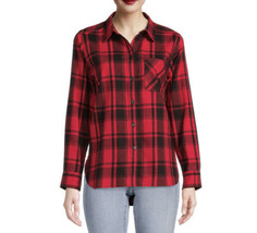 Time And Tru Red Black Check Flannel Shirt Long Sleeve Top plus size XXXL 22 - £9.74 GBP