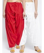 Women&#39;s Cotton Plain Patiala Salwar Combo Pack of 2 Red &amp; White (Free Size) - £17.57 GBP