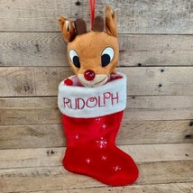 Rudolph the Red Nosed Reindeer Christmas Stocking Plush 1992 Embroidered 21&quot; - £13.97 GBP