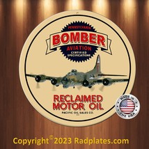 Bomber Reclaimed Motor Oil Vintage Replica Aluminum Metal Sign 12&quot; Round - £15.55 GBP