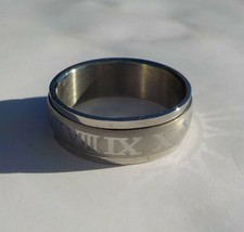 Mens Ring Stainless Steel Size 11 Spinner Fidget Ring Roman Numerals Jewelry - £11.81 GBP